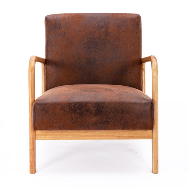Classic Mid-Century Modern Accent Chairs, Open Framed Armchair With Cushioning - Brown