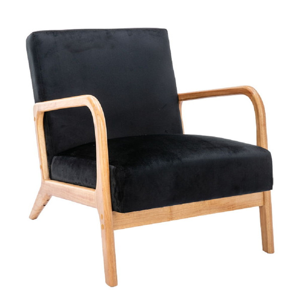 Classic Mid-Century Modern Accent Chairs, Open Framed Armchair With Cushioning - Black