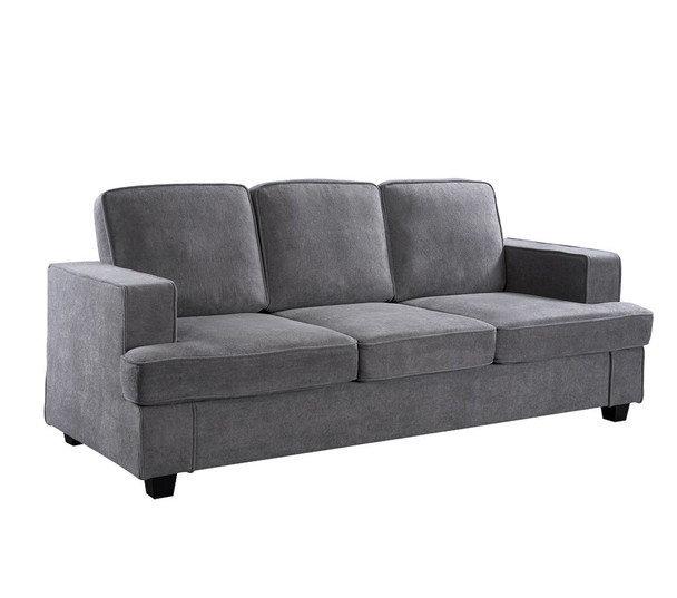 Modern Sofa, Comfortable 3 Seater Couch With Deep Seating And High Density Foam, Loose Back Cushions, Wide Arms - Gray