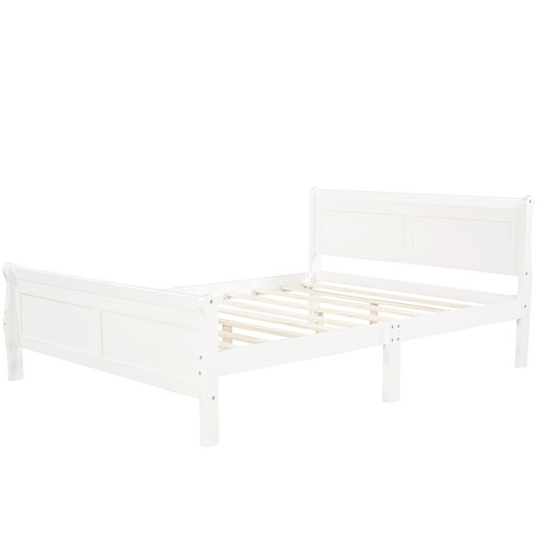 Full Size Platform Bed With Headboard And Slat Support - White