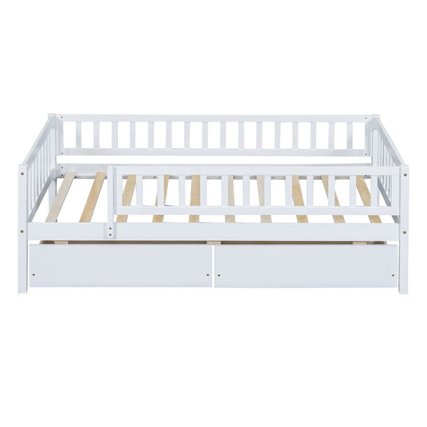 Twin Size Daybed Bed With Two Drawers - White