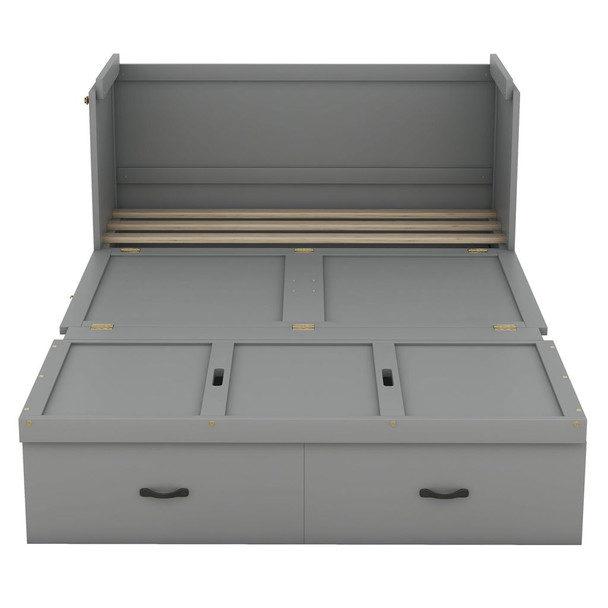 Full Size Murphy Bed With USB Port And A Large Drawer - Gray