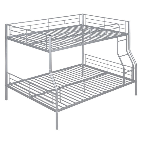 Full Long Over Queen Metal Bunk Bed - Sliver