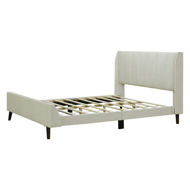 Queen Size Upholstered Platform Bed - Beige
