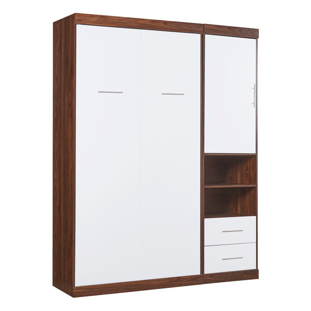 Twin Size Murphy Wall Bed With Cabinet - White