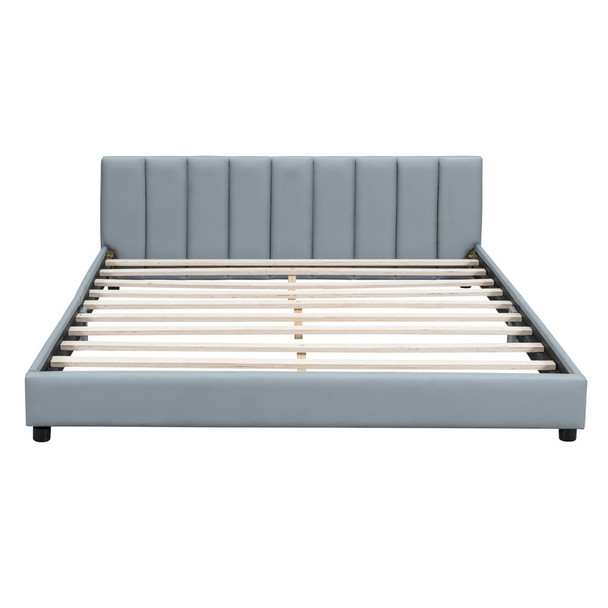 Queen & Twin Long Size Upholstered Platform Bed, Mother & Child Bed - Gray