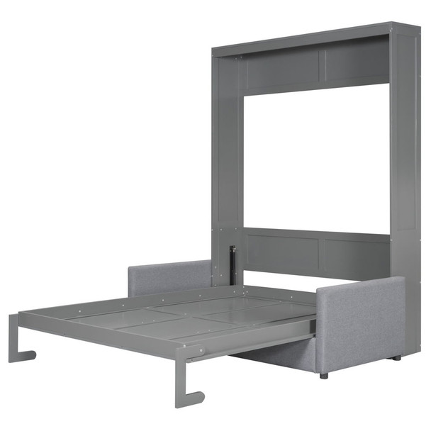 Queen Size Murphy Wall Bed With Cushion - Gray