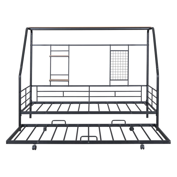 Twin Size Playhouse Design Bed With Trundle - Black