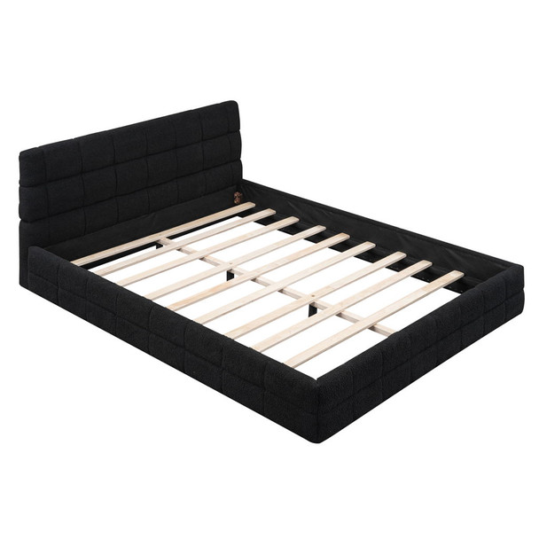 Queen Size Upholstered Platform Bed - Black