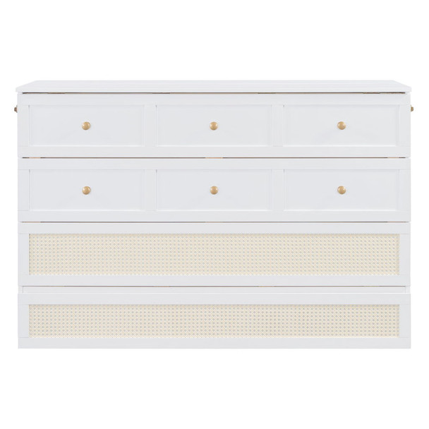 Queen Murphy Elegant Bed With Large Drawers - White