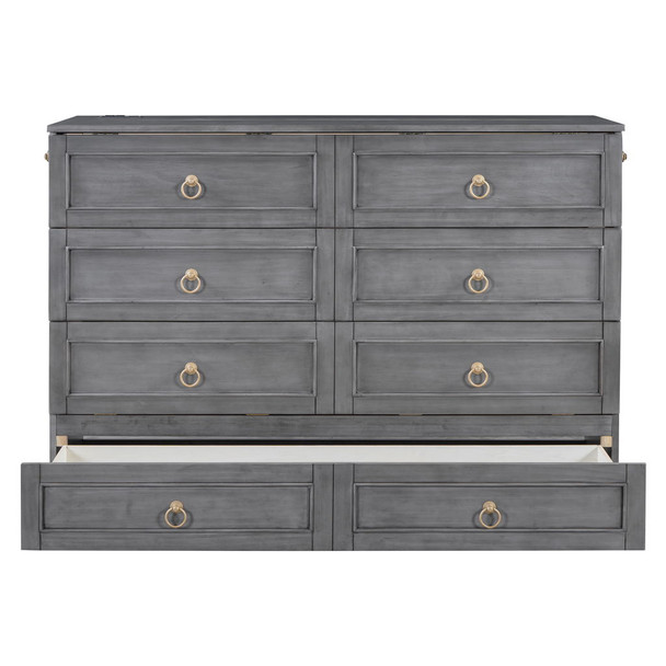 Queen Murphy Elegant Bed With Spacious Drawers - Gray