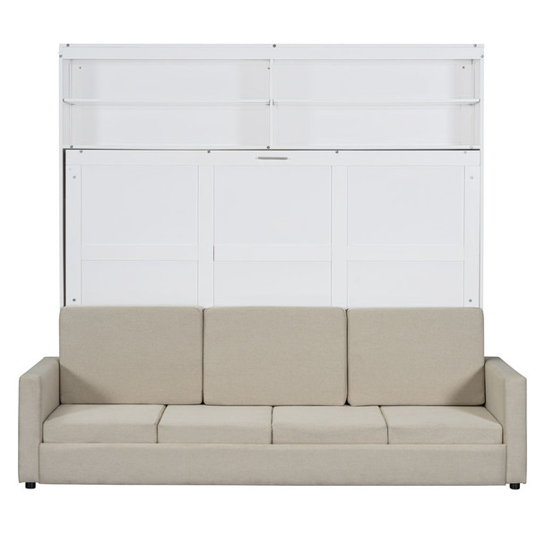 Queen Size Murphy Wall Bed With Sofa - White