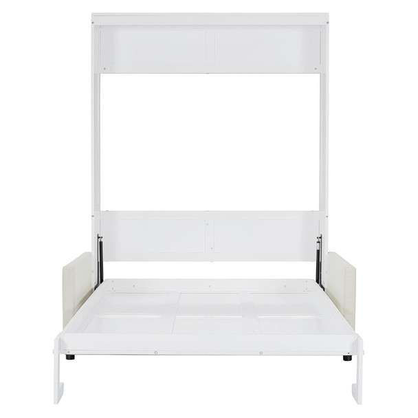 Full Size Murphy Wall Bed With Cushion - White