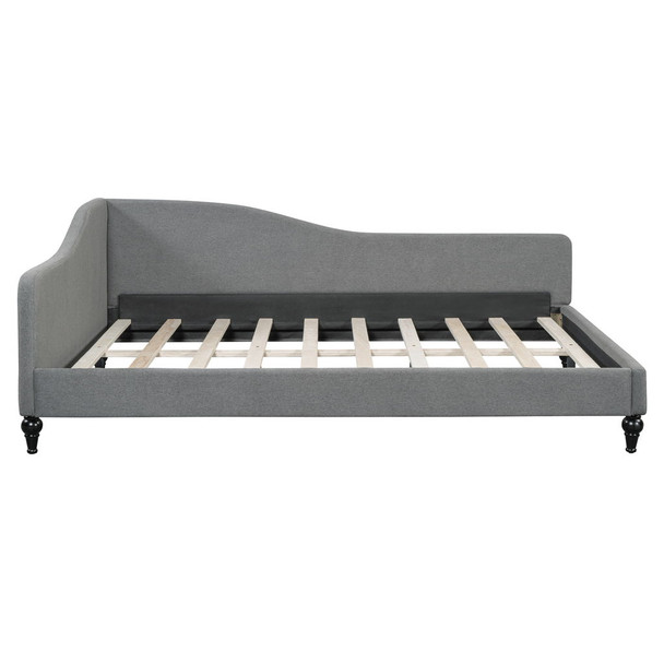 Full Size Modern L Shaped Linen Daybed With Legs - Gray