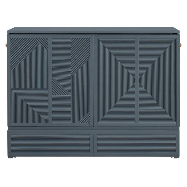 Full Size Murphy Bed With Large Drawer, USB Ports And Outlets - Gray