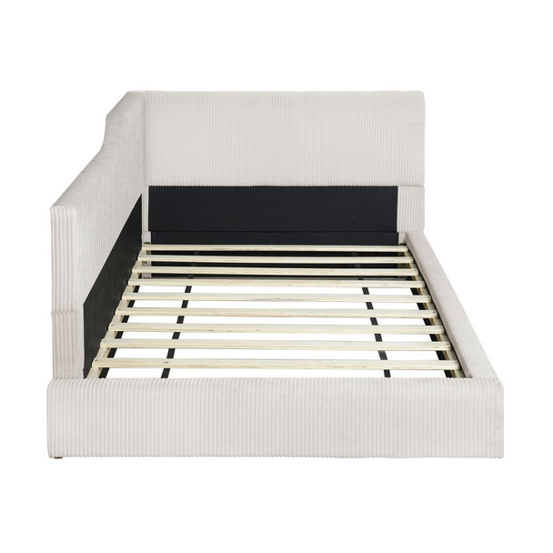 Twin Size L Shaped Upholstered Daybed - Beige