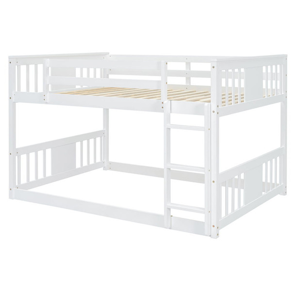 Full Over Full Bunk Bed With Ladder - White