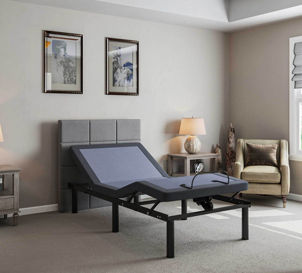 Bt2000 - Twin Adjustable Bed Base With Full-Range Positions Adjustment - Blue / Gray
