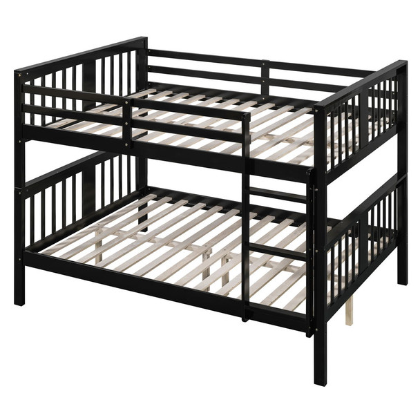 Full Over Full Bunk Bed With Ladder For Bedroom - Espresso