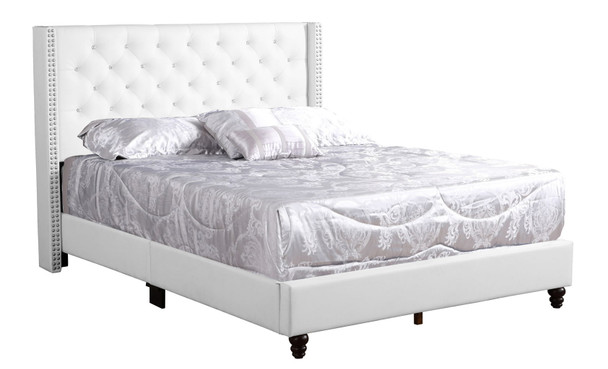 Full Upholstered Bed - White