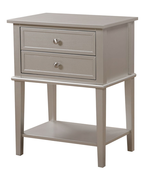 Vibrant Contemporary Nightstand - Silver Champagne