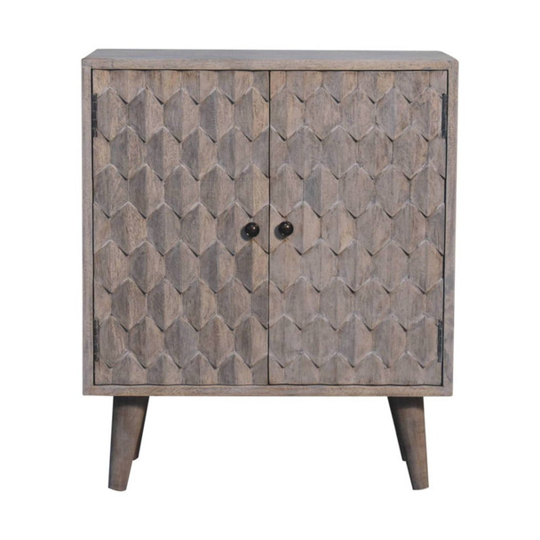 Mini Pineapple Carved Cabinet - Gray