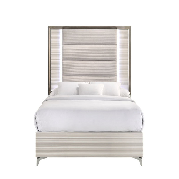 Star - King 5 Pieces Bedroom Set Design With LED - White