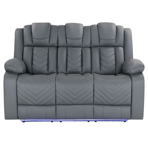 Raize - 2 Pieces Power Living Room Set With Storage Console And Cup Holders - Gray