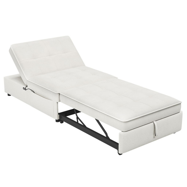 4 In 1 Sofa Bed, Multi Function Folding Ottoman Bed With Storage Pocket And USB Port For Small Room Apartment