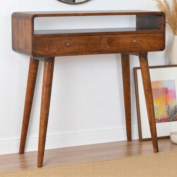Curved Chestnut Console Table Curved Chestnut Console Table