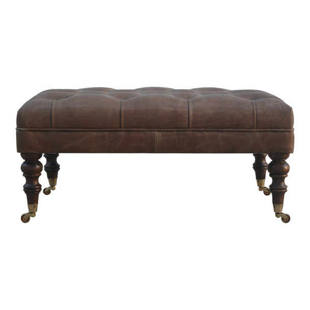 Buffalo - Leather Ottoman With Castor Legs Buffalo - Leather Ottoman With Castor Legs
