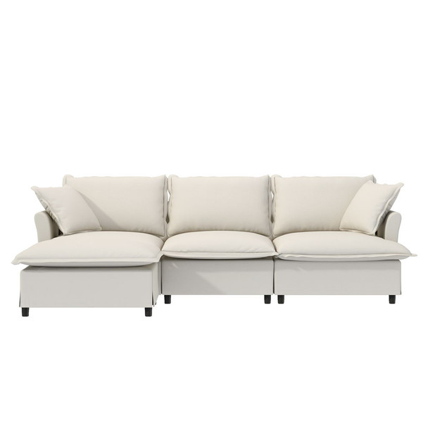 Sectional Sofa With Ottoman Cloud Couch Set With Throw Pillows, Free Combination