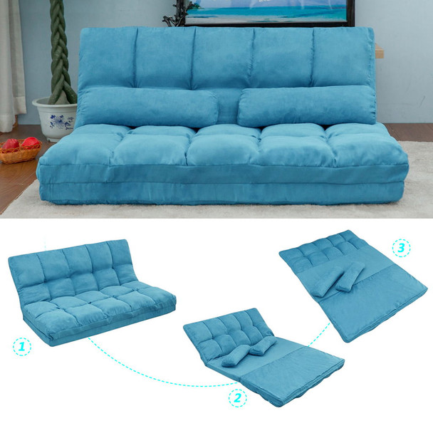 Double Chaise Lounge Sofa Floor Couch And Sofa With Two Pillows Double Chaise Lounge Sofa Floor Couch And Sofa With Two Pillows