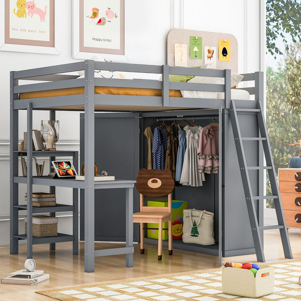 Loft Bed With Wardrobe And Desk And Shelves Loft Bed With Wardrobe And Desk And Shelves