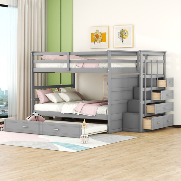 Bunk Bed With Twin Size Trundle And Staircase Bunk Bed With Twin Size Trundle And Staircase