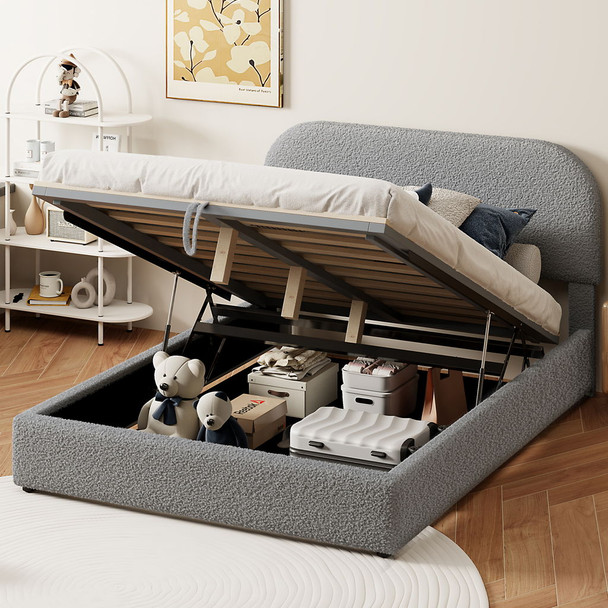 Upholstered Platform Bed With Hydraulic Storage System Upholstered Platform Bed With Hydraulic Storage System