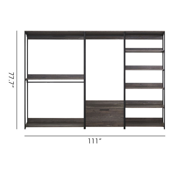 Monica - Wood Walk In Closet System, Modular Design Melamine - Rustic