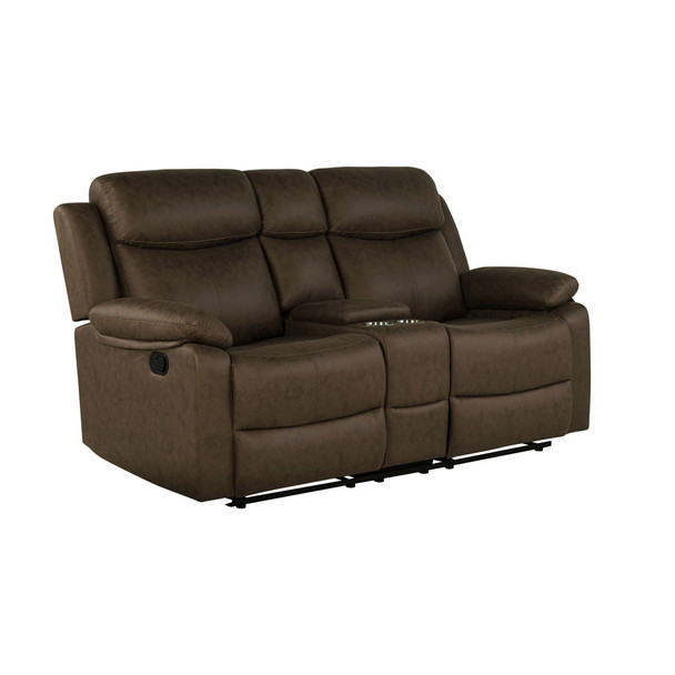 Brenda - Console Reclining Loveseat With Manual Recline Function - Brown