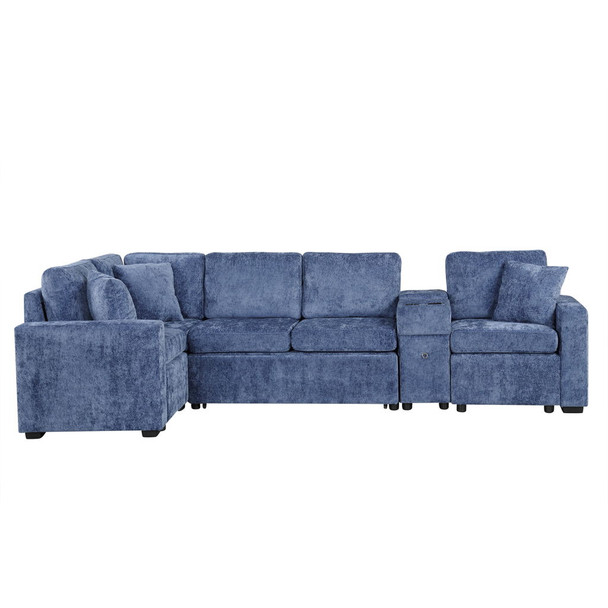 Contemporary L Shaped Convertible Sofa Bed With Pull Out Bed, Cup Holders, And Storage Contemporary L Shaped Convertible Sofa Bed With Pull Out Bed, Cup Holders, And Storage