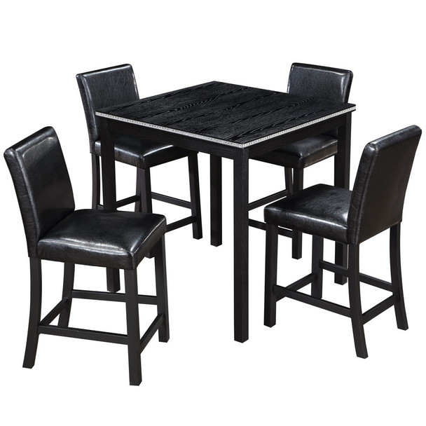 5 Pieces Counter Height Table Set, Kitchen Table With Square Table And 4 Upholstered Chairs 5 Pieces Counter Height Table Set, Kitchen Table With Square Table And 4 Upholstered Chairs