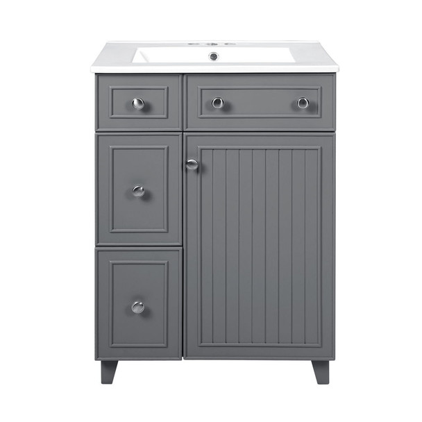 Transitional Style Bathroom Vanity Cabinet With Ceramic Sink Transitional Style Bathroom Vanity Cabinet With Ceramic Sink