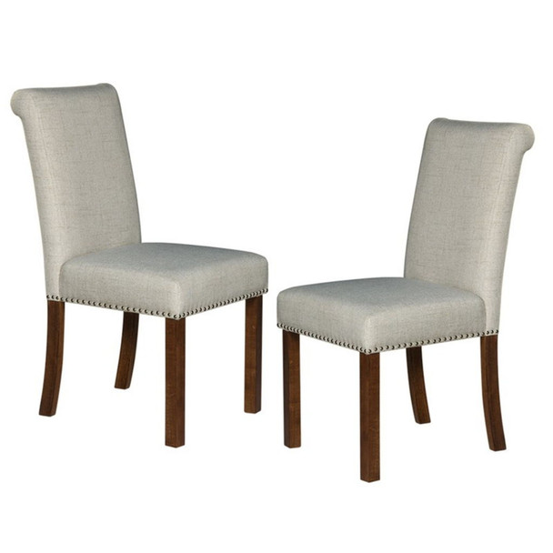 Dining Chair With Nailhead Trim (Set of 2) - Beige