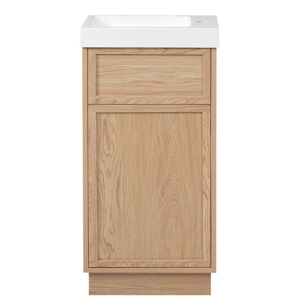 15.75" Bathroom Vanity With Reversible Resin Sink And Cabinet - Wood 15.75" Bathroom Vanity With Reversible Resin Sink And Cabinet - Wood