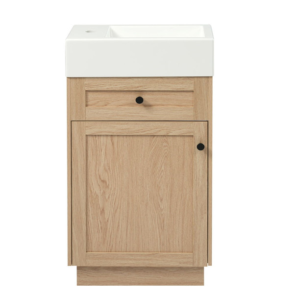 Bathroom Vanity With Reversible Resin Sink, Cabinet & Zinc Alloy Handles - Wood Bathroom Vanity With Reversible Resin Sink, Cabinet & Zinc Alloy Handles - Wood