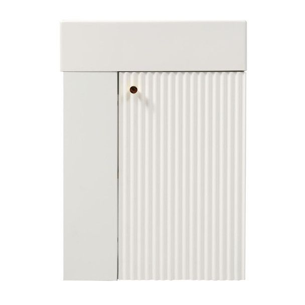 Floating Bathroom Vanity With Resin Basin, Left Side Storage - White Floating Bathroom Vanity With Resin Basin, Left Side Storage - White