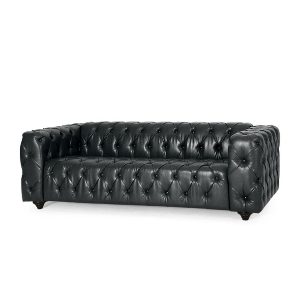 Comfy 3 Seat Sofa & Wooden Legs, For Living Room And Study - Black Comfy 3 Seat Sofa & Wooden Legs, For Living Room And Study - Black