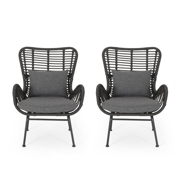 Modern Aesthetic Outdoor Rattan Accent Chair With Metal Legs