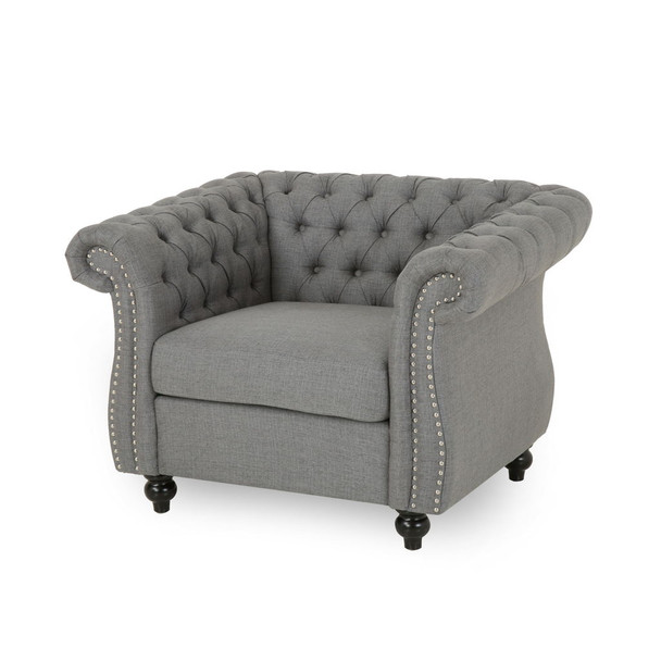 Nexuson - Upholstered Chesterfield Chair With Deep Tufted And Nailhead Trim Nexuson - Upholstered Chesterfield Chair With Deep Tufted And Nailhead Trim