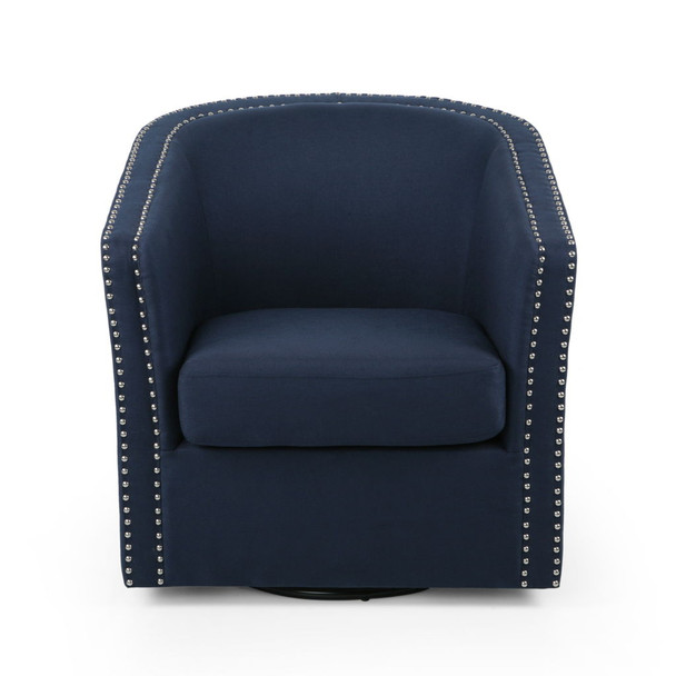 Modern Upholstered Swivel Club Chair With Nailhead Trim Modern Upholstered Swivel Club Chair With Nailhead Trim