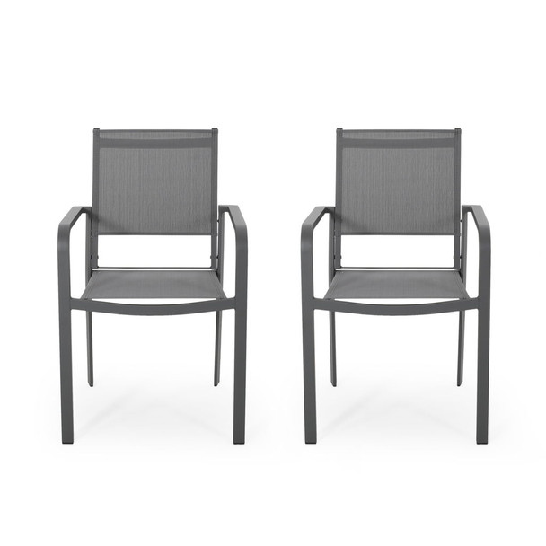 Waterfal - Outdoor Aluminum Dining Chair With Mesh Seat (Set of 2) Waterfal - Outdoor Aluminum Dining Chair With Mesh Seat (Set of 2)